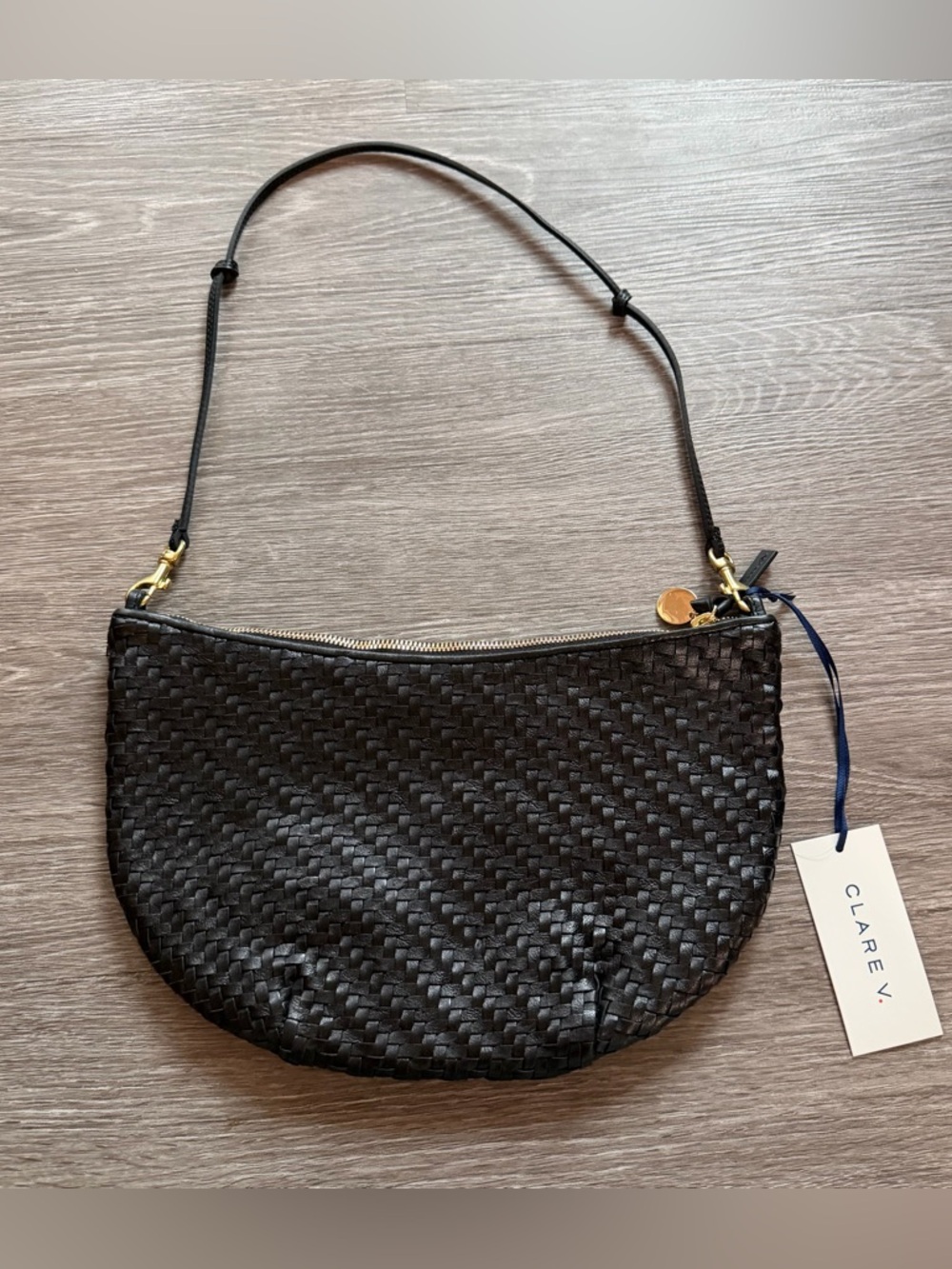Clare V. Lune Woven Leather Shoulder Bag NWT